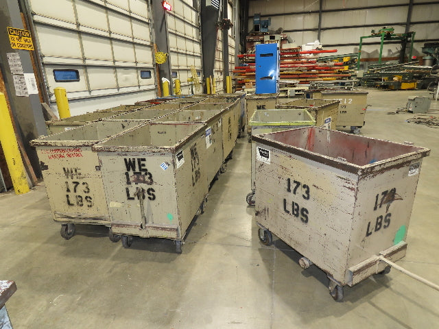 Portable Steel Hopper 1/2 Yard Tote Non-Tilt Towable Cart on Casters 36x24x30"