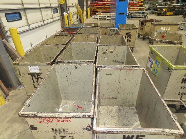 Portable Steel Hopper 1/2 Yard Tote Non-Tilt Towable Cart on Casters 36x24x30"