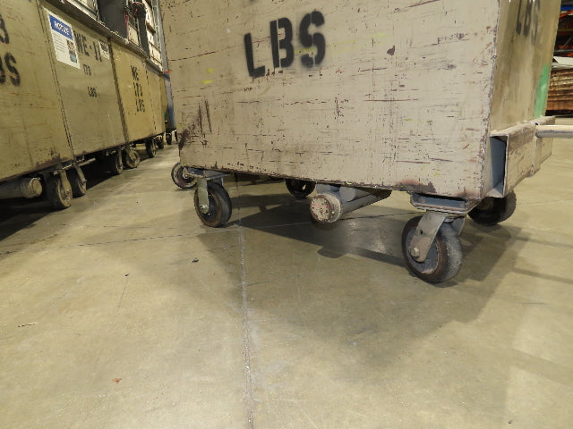 Portable Steel Hopper 1/2 Yard Tote Non-Tilt Towable Cart on Casters 36x24x30"
