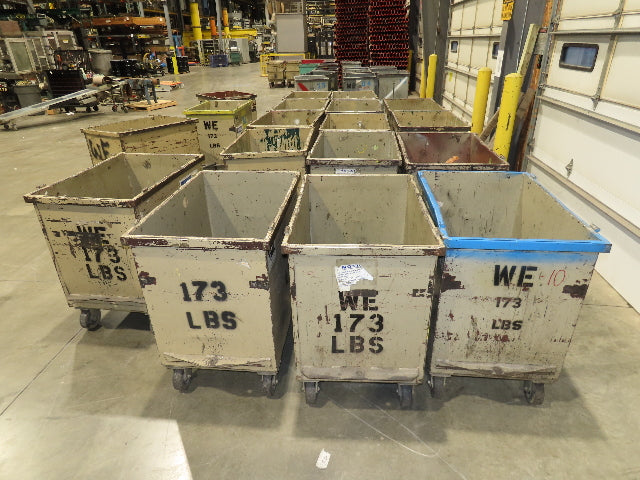 Portable Steel Hopper 1/2 Yard Tote Non-Tilt Towable Cart on Casters 36x24x30"