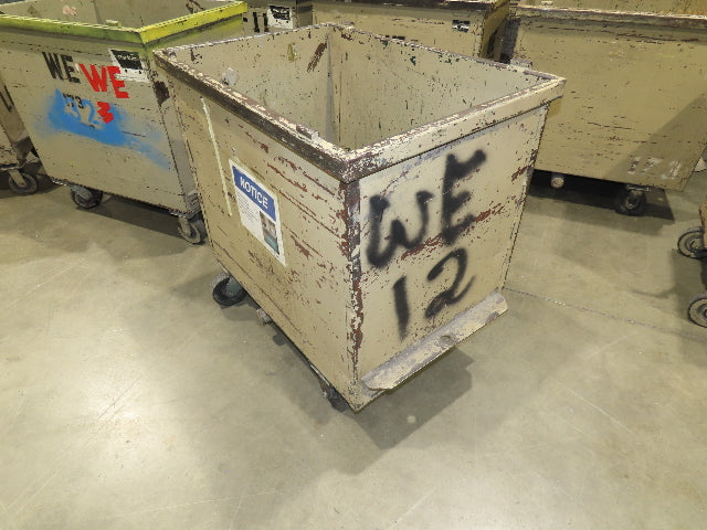 Portable Steel Hopper 1/2 Yard Tote Non-Tilt Towable Cart on Casters 36x24x30"