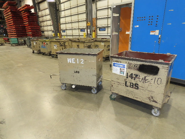 Portable Steel Hopper 1/2 Yard Tote Towable Cart on Steel Casters 36x24x30"