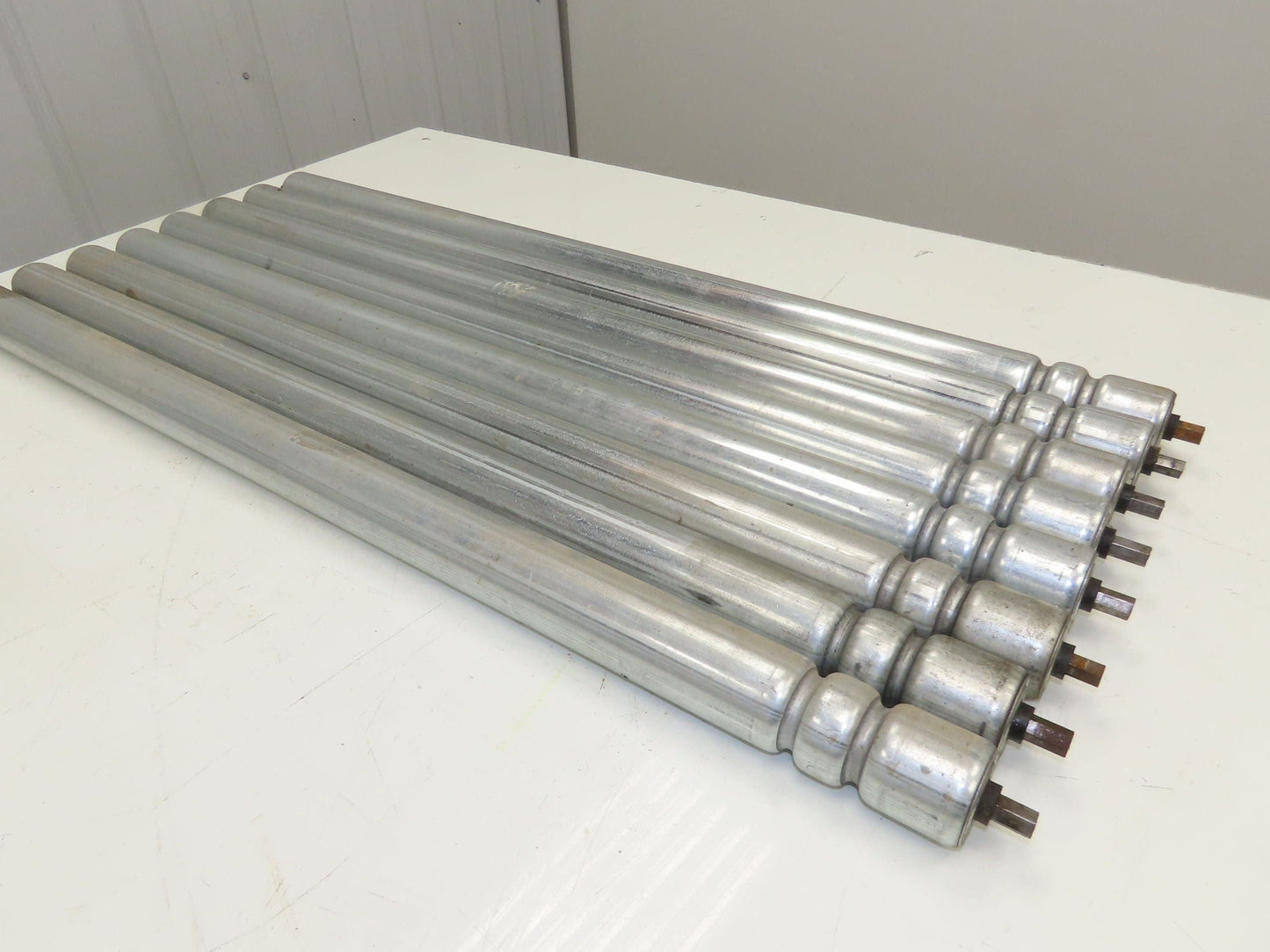 1.9" Conveyor Roller 36"BF 2-Groove O-Ring Galvanized Steel Lot of 8