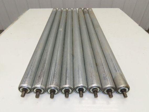 1.9" Conveyor Roller 36"BF 2-Groove O-Ring Galvanized Steel Lot of 8