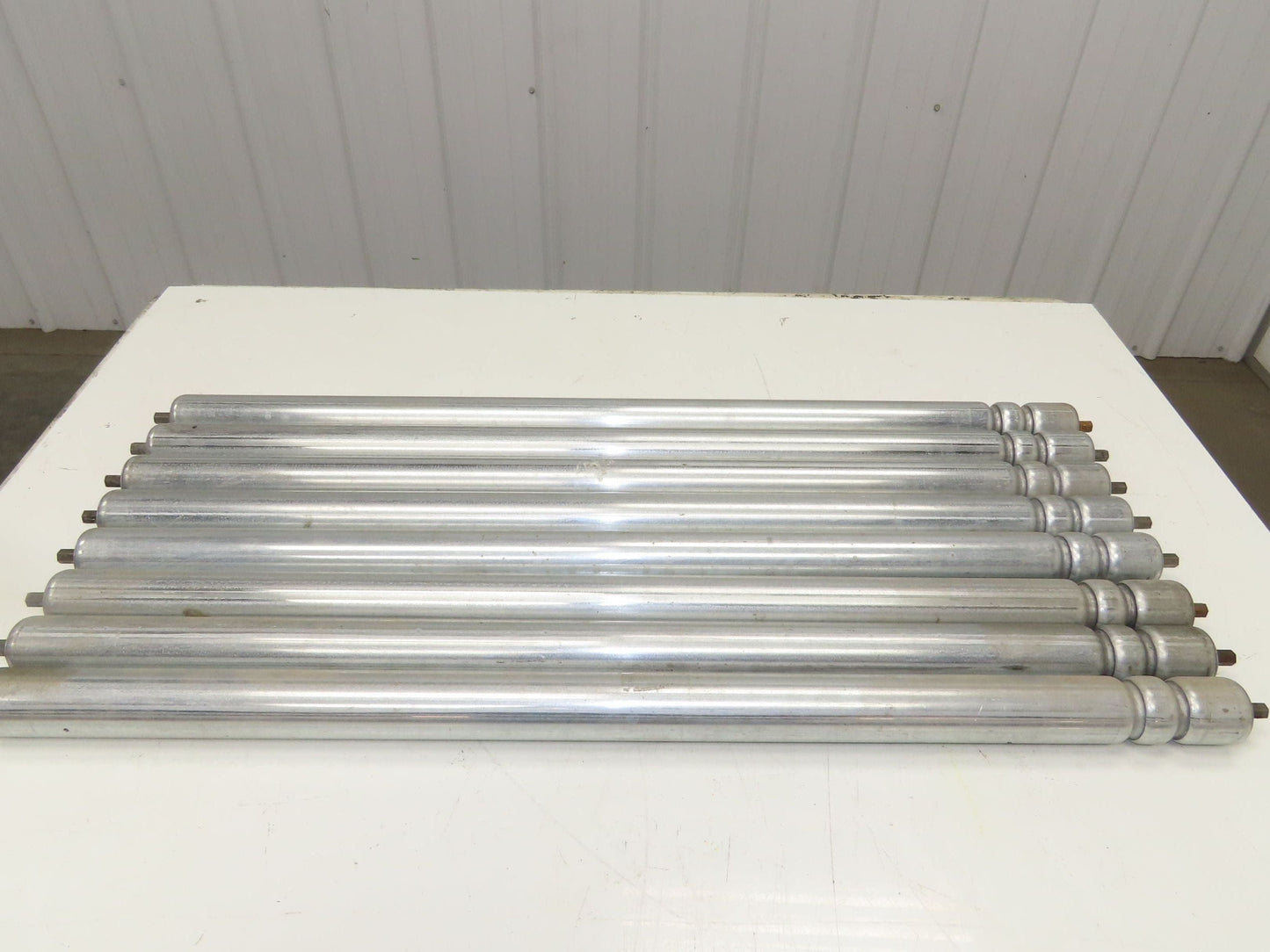 1.9" Conveyor Roller 36"BF 2-Groove O-Ring Galvanized Steel Lot of 8