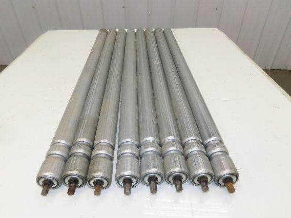 1.9" Conveyor Roller 36"BF 2-Groove O-Ring Galvanized Steel Lot of 8
