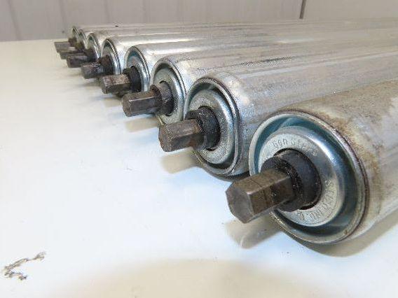 1.9" Conveyor Roller 36"BF 2-Groove O-Ring Galvanized Steel Lot of 8