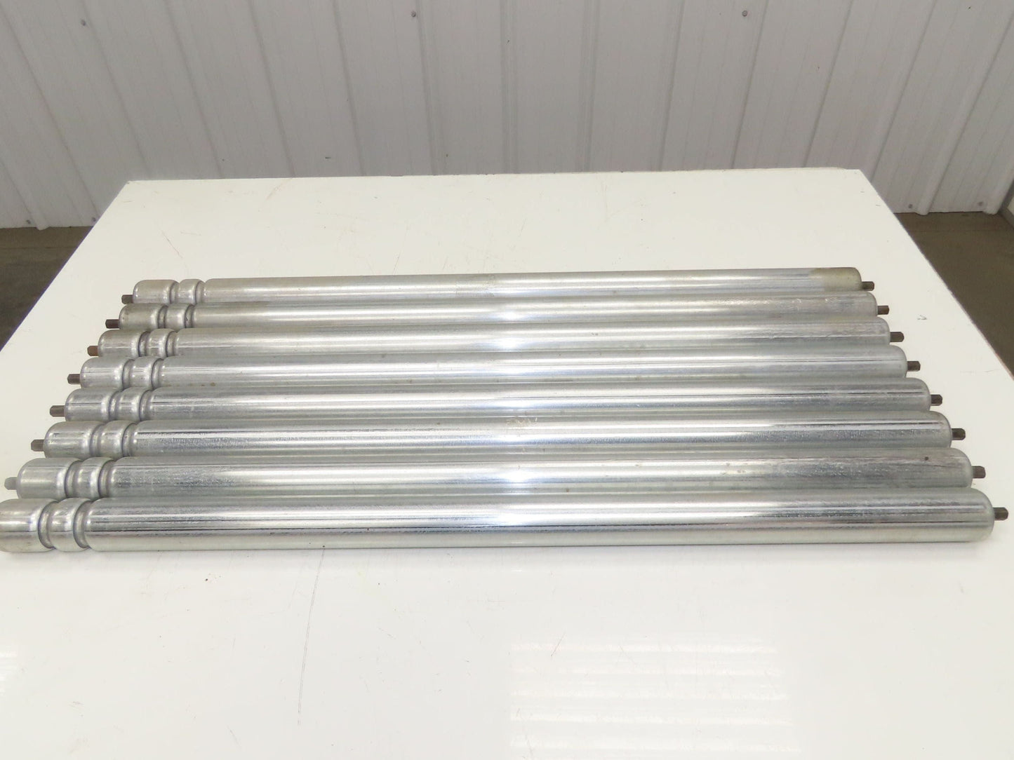 1.9" Conveyor Roller 36"BF 2-Groove O-Ring Galvanized Steel Lot of 8