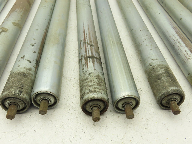 1.9" Conveyor Roller 22"BF 7/16" Hex Axle Galvanized Steel Lot of 12