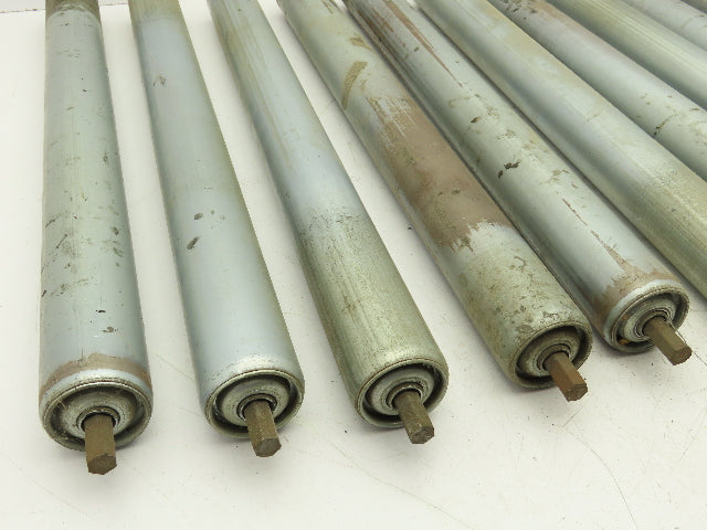 1.9" Conveyor Roller 22"BF 7/16" Hex Axle Galvanized Steel Lot of 12