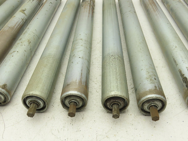 1.9" Conveyor Roller 22"BF 7/16" Hex Axle Galvanized Steel Lot of 12