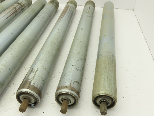 1.9" Conveyor Roller 22"BF 7/16" Hex Axle Galvanized Steel Lot of 12