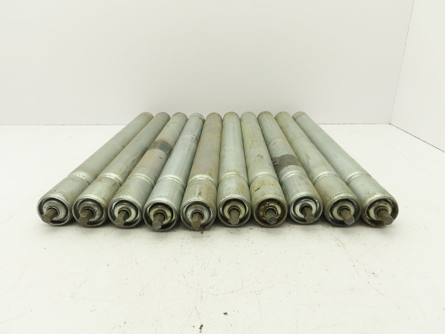 1.9" Conveyor Roller 21"BF Grooved O-Ring Galvanized Steel 7/16" Axle Lot of 10