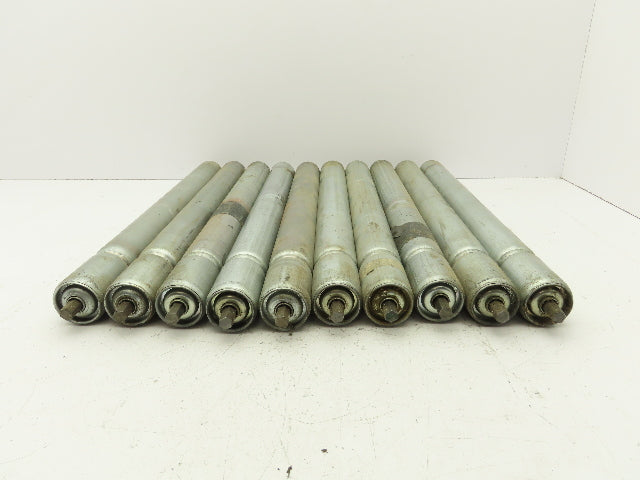 1.9" Conveyor Roller 21"BF Grooved O-Ring Galvanized Steel 7/16" Axle Lot of 10