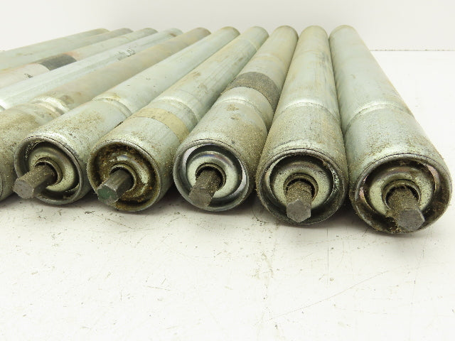 1.9" Conveyor Roller 21"BF Grooved O-Ring Galvanized Steel 7/16" Axle Lot of 10