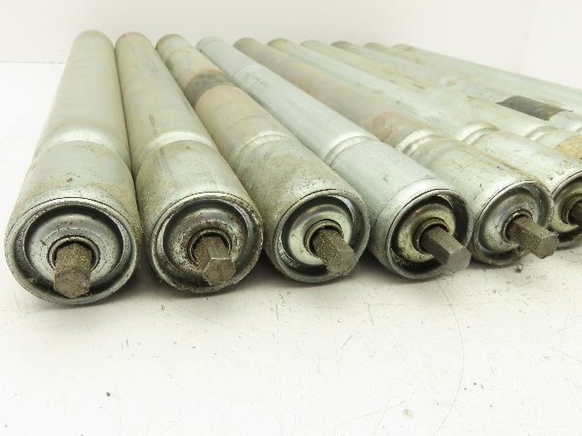 1.9" Conveyor Roller 21"BF Grooved O-Ring Galvanized Steel 7/16" Axle Lot of 10