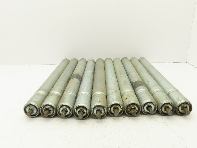 1.9" Conveyor Roller 21"BF Grooved O-Ring Galvanized Steel 7/16" Axle Lot of 10