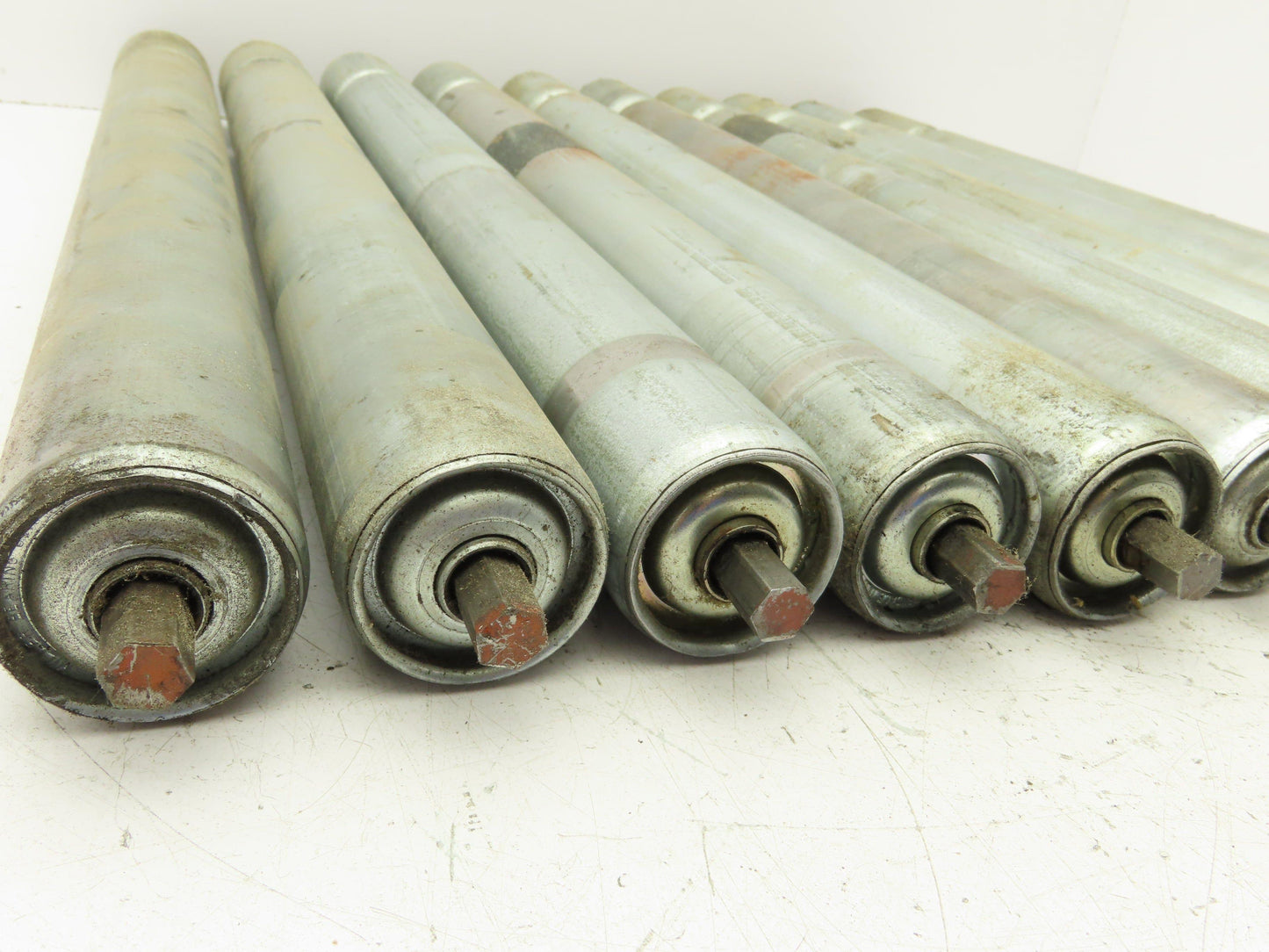 1.9" Conveyor Roller 21"BF Grooved O-Ring Galvanized Steel 7/16" Axle Lot of 10