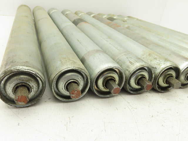 1.9" Conveyor Roller 21"BF Grooved O-Ring Galvanized Steel 7/16" Axle Lot of 10