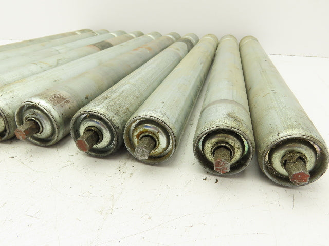 1.9" Conveyor Roller 21"BF Grooved O-Ring Galvanized Steel 7/16" Axle Lot of 10