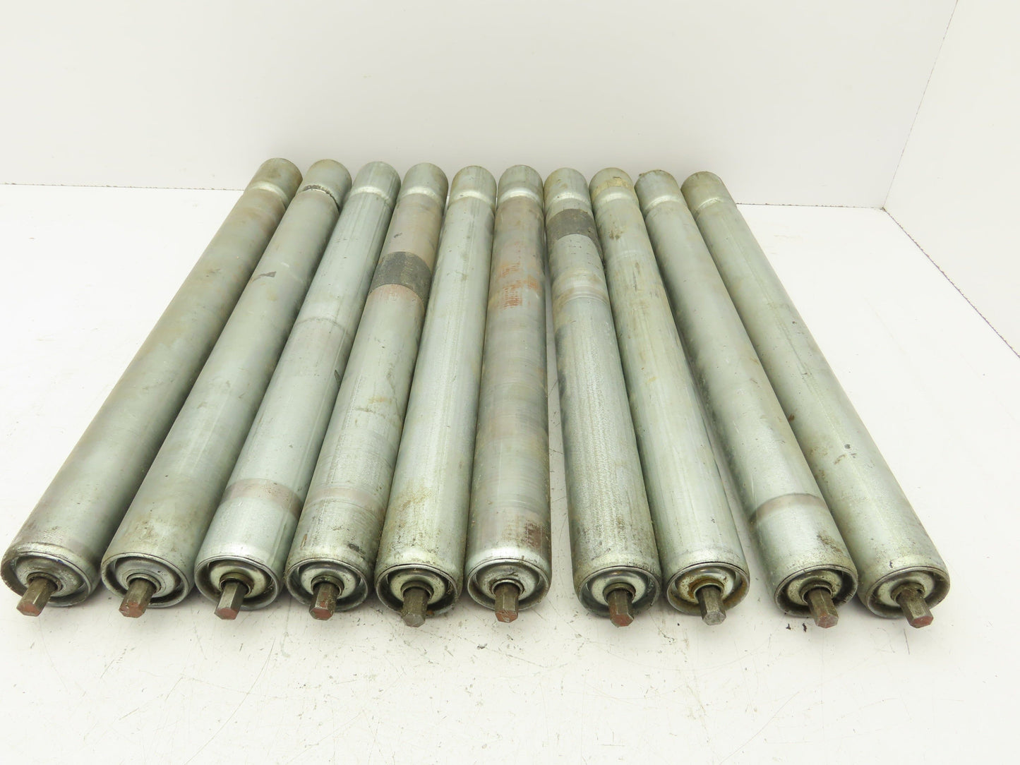1.9" Conveyor Roller 21"BF Grooved O-Ring Galvanized Steel 7/16" Axle Lot of 10