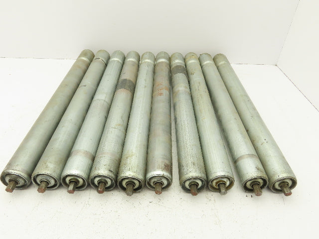 1.9" Conveyor Roller 21"BF Grooved O-Ring Galvanized Steel 7/16" Axle Lot of 10