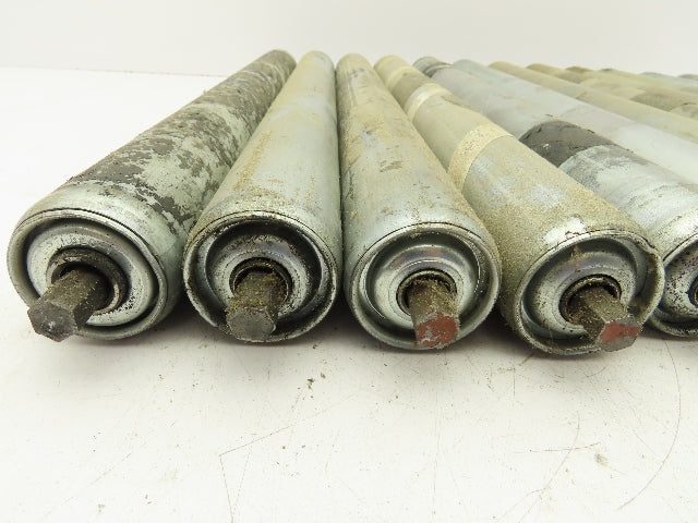 24" Conveyor Roller 1.9" x 21"BF Galvanized Steel 7/16" Hex Axle Lot of 12
