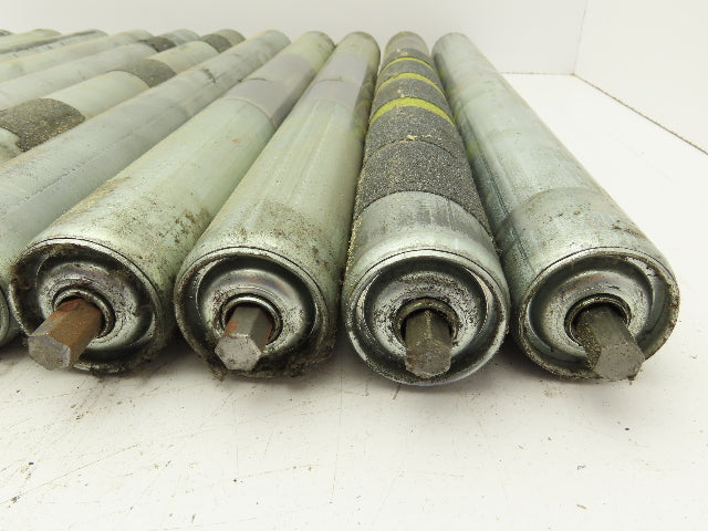 24" Conveyor Roller 1.9" x 21"BF Galvanized Steel 7/16" Hex Axle Lot of 12