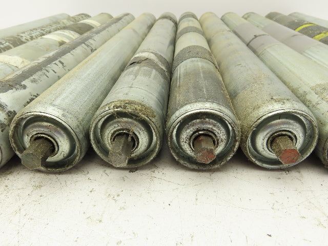 24" Conveyor Roller 1.9" x 21"BF Galvanized Steel 7/16" Hex Axle Lot of 12