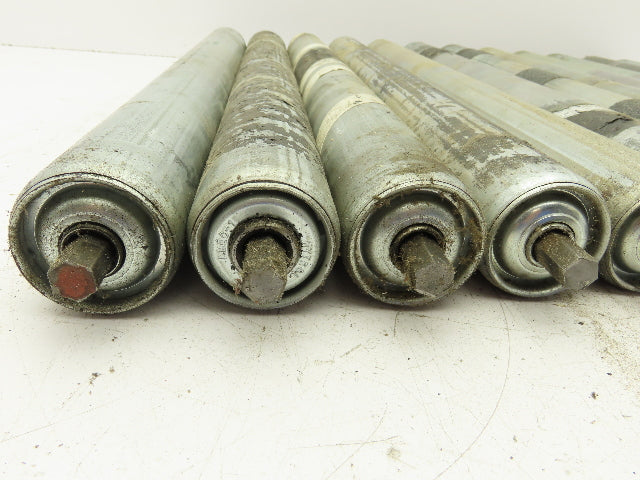24" Conveyor Roller 1.9" x 21"BF Galvanized Steel 7/16" Hex Axle Lot of 12