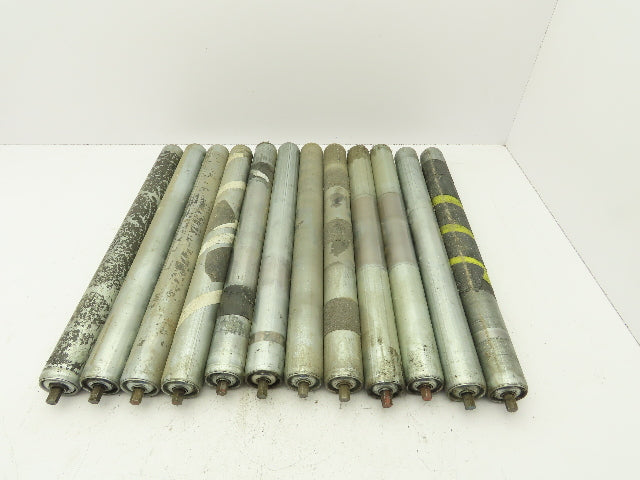 24" Conveyor Roller 1.9" x 21"BF Galvanized Steel 7/16" Hex Axle Lot of 12