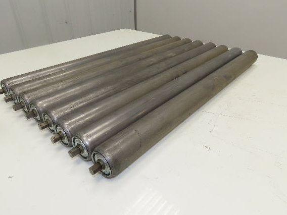 1.9" Conveyor Roller 27.5"BF Galvanized Steel 7/16" Hex Axle Lot of 8