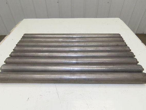 1.9" Conveyor Roller 27.5"BF Galvanized Steel 7/16" Hex Axle Lot of 8