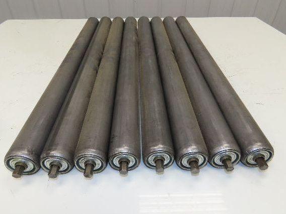 1.9" Conveyor Roller 27.5"BF Galvanized Steel 7/16" Hex Axle Lot of 8