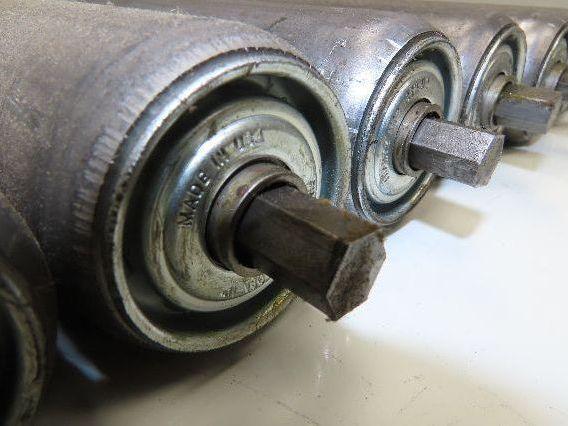 1.9" Conveyor Roller 27.5"BF Galvanized Steel 7/16" Hex Axle Lot of 8