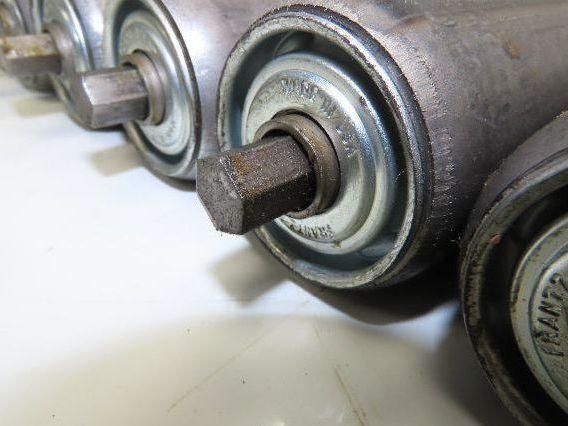 1.9" Conveyor Roller 27.5"BF Galvanized Steel 7/16" Hex Axle Lot of 8