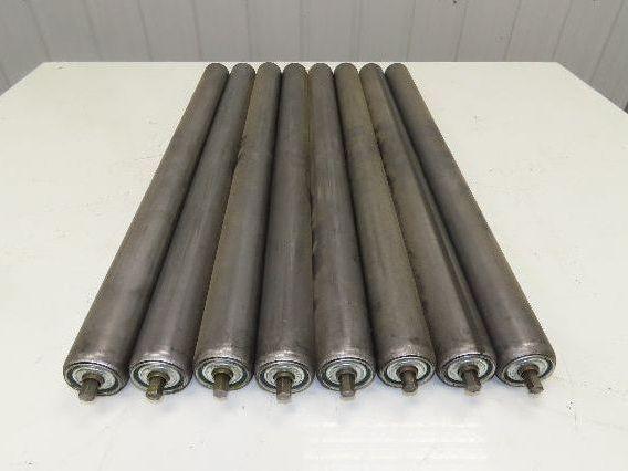 1.9" Conveyor Roller 27.5"BF Galvanized Steel 7/16" Hex Axle Lot of 8