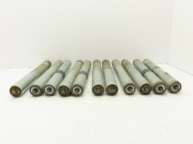 1.9" Grooved Conveyor Roller 19"BF Galvanized Steel 7/16" Hex Axle Lot of 11