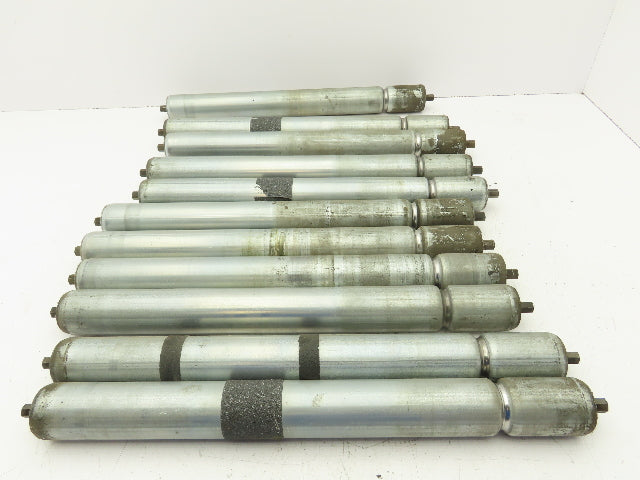 1.9" Grooved Conveyor Roller 19"BF Galvanized Steel 7/16" Hex Axle Lot of 11