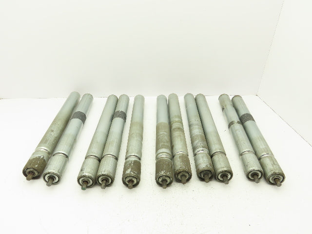1.9" Grooved Conveyor Roller 19"BF Galvanized Steel 7/16" Hex Axle Lot of 11