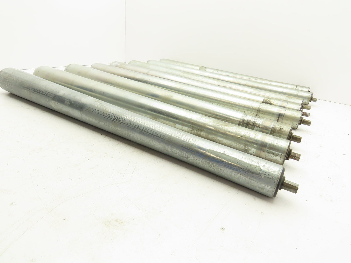 Curve Conveyor Tapered Roller 27"BF Galvanized Steel 7/16" Hex Axle Lot of 8