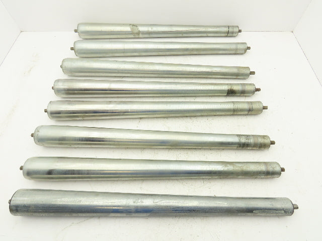 Curve Conveyor Tapered Roller 27"BF Galvanized Steel 7/16" Hex Axle Lot of 8