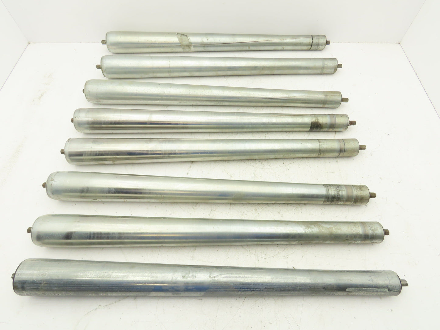 Curve Conveyor Tapered Roller 27"BF Galvanized Steel 7/16" Hex Axle Lot of 8