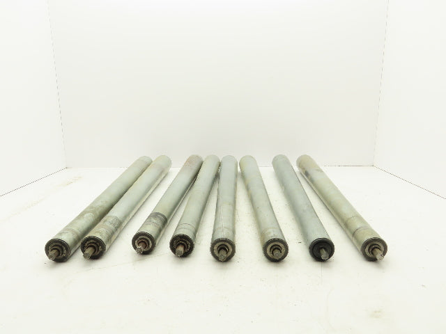 Curve Conveyor Tapered Roller 27"BF Galvanized Steel 7/16" Hex Axle Lot of 8