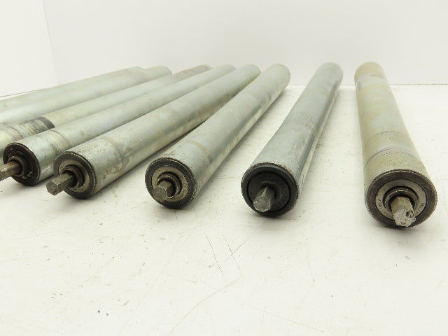 Curve Conveyor Tapered Roller 27"BF Galvanized Steel 7/16" Hex Axle Lot of 8