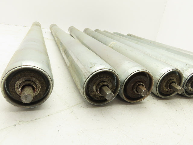 Curve Conveyor Tapered Roller 27"BF Galvanized Steel 7/16" Hex Axle Lot of 8