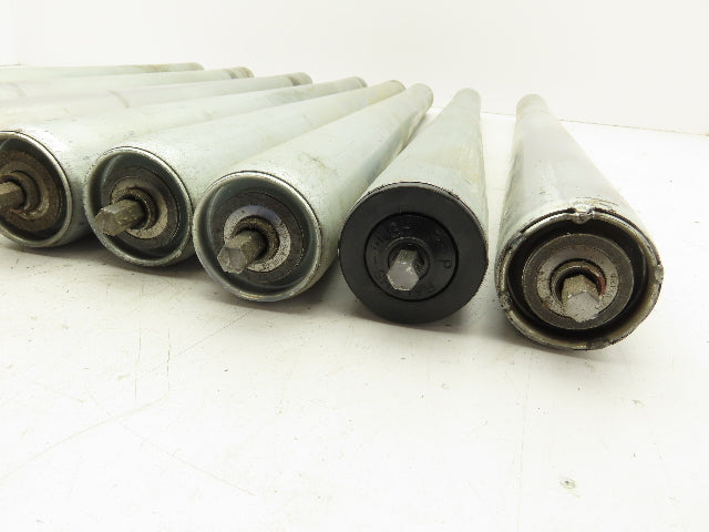 Curve Conveyor Tapered Roller 27"BF Galvanized Steel 7/16" Hex Axle Lot of 8