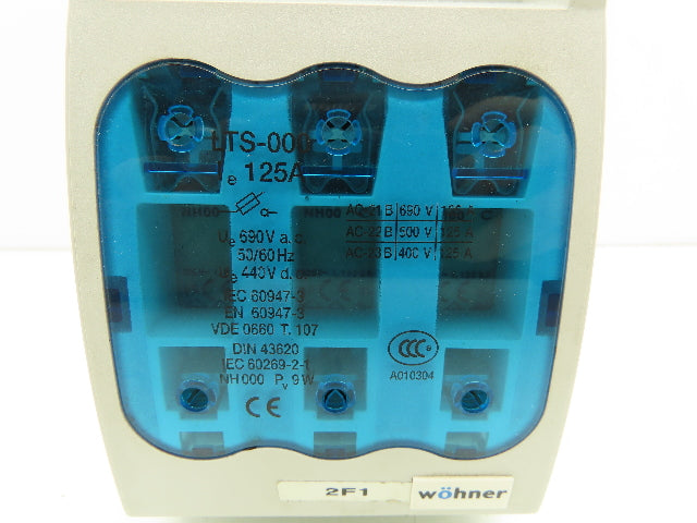 Wohner LTS-000 NH Fuse Switch Disconnector Size 000 125A 3 Pole