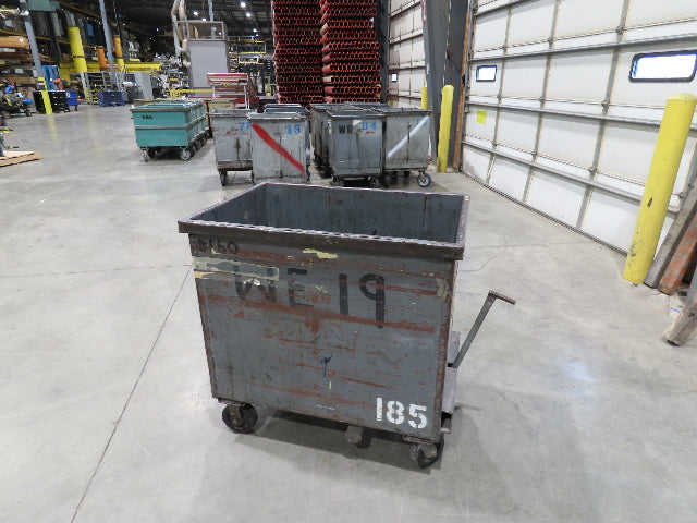 Portable Steel Hopper 1/2 Yard Tote Towable Cart on Casters 36x24x30" Gray