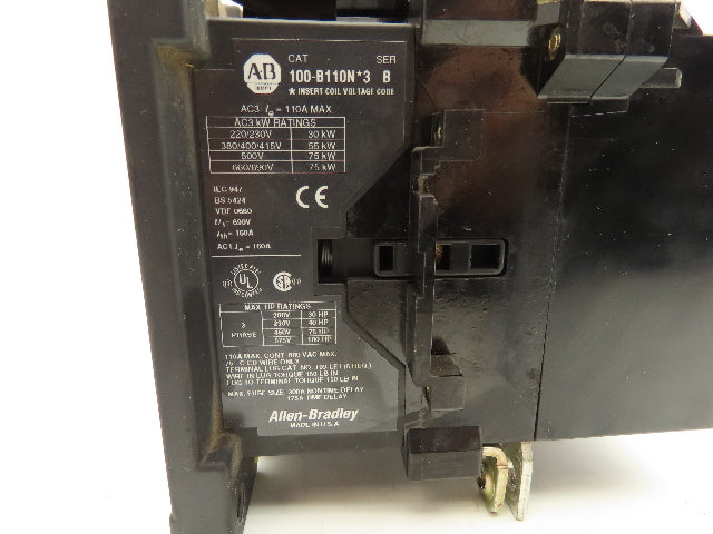Allen Bradley 100-B110NJ3 Motor Starter Contactor 3-Pole 110A 100Hp 24VDC Coil